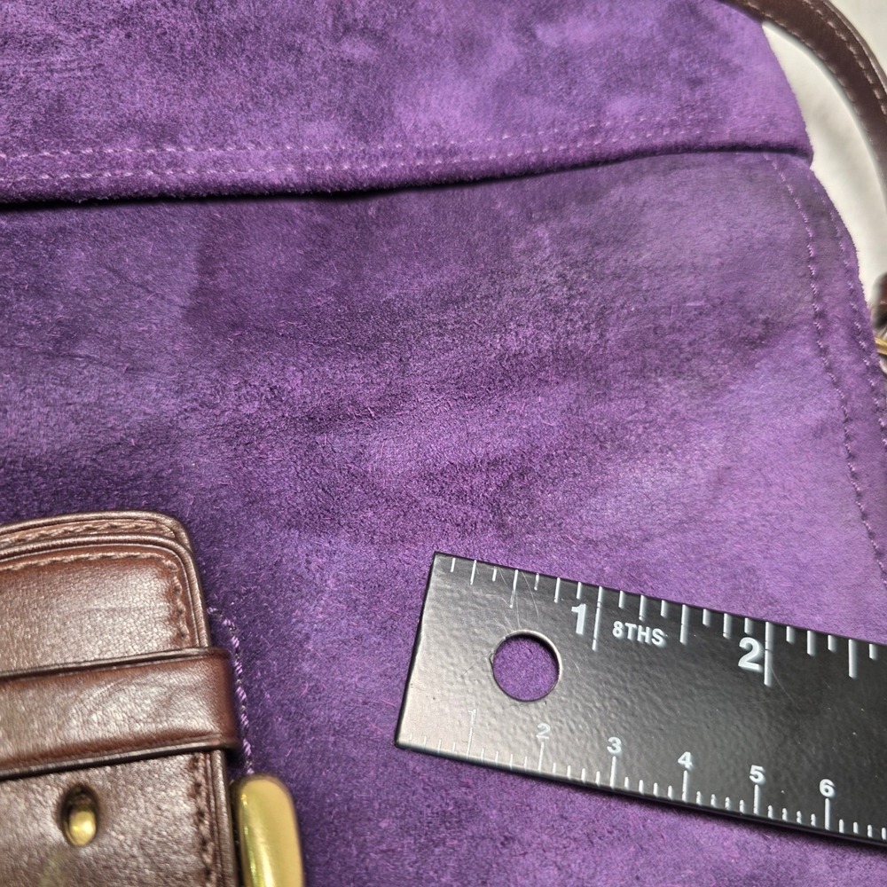 Coach Soho Purple Suede Leather Flap Shoulder Bag Buckle Gold Charm 42054 - Picture 12 of 16